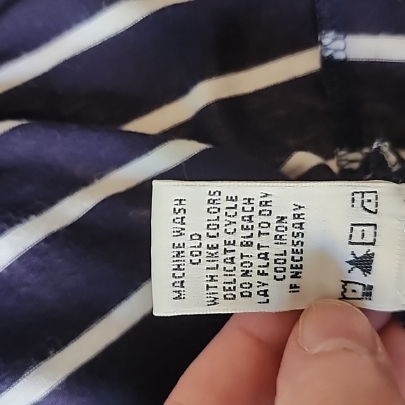 MAX STUDIO Navy & White Stripe Swing Tank with Embroidery Detail Size Small - Picture 9 of 10